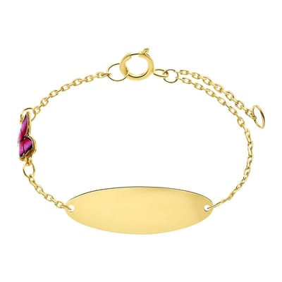 Lucardi Baby's - Armbandje met hanger - Ovaal - Cadeau - 14 Karaat Goud - Geelgoud