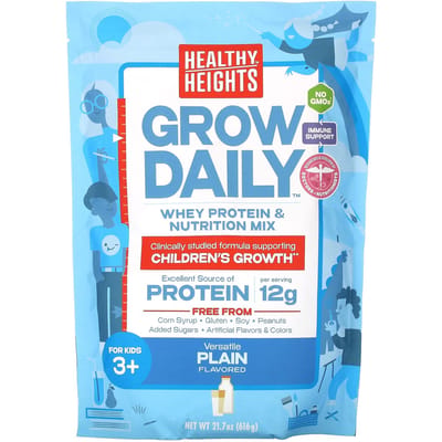 Healthy Heights, Grow Daily, Mélange de Protéines de Lactosérum et de Nutrition, Pour Enfants de 3 Ans et Plus, Nature, 21,7 oz (616 g)