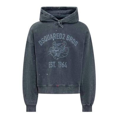 Dsquared2 Bros Est 1964 Logo Distressed Cypro Navy Blue Hoodie