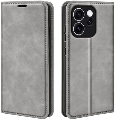 MobyDefend Hoesje - Geschikt voor Oppo Reno15 F / Oppo Reno15 FS - Luxe Wallet Bookcase (Magnetische Sluiting) - Grijs