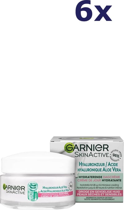 Garnier SkinActive Hyaluronzuur Aloë Vera Hydraterende Dagcrème - 6 x 50 ml - Voordeelverpakking