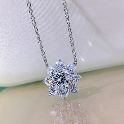 Collier avec pendentif en argent sterling 100 % 925 et pierre précieuse de moissanite synthétique de 8 mm, idéal pour un mariage ou comme cadeau pour femme 43cm gray