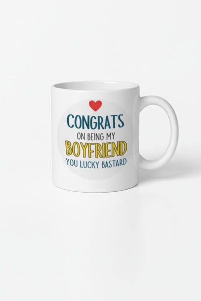 Grappige Mok Vriendje - Cadeau 'Congrats On Being My Boyfriend You Lucky Bastard