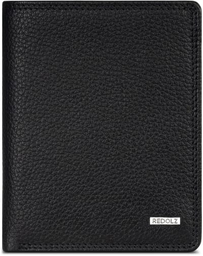 Redolz Leather Essentials HF portemonnee RFID leer 9,5 cm uitklapbaar - Jongens - Staand formaat - black