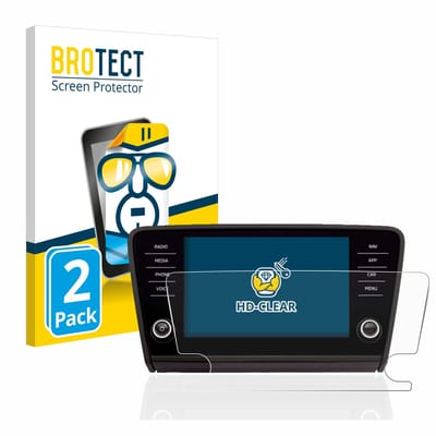 BROTECT - Screenprotector voor Skoda Octavia 2017 Infotainment System - Folie Beschermfolie transparant 2 Stuks