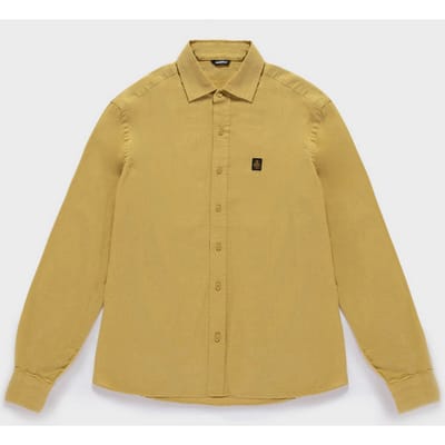 Gemengd shirt linnen man gebruind goud