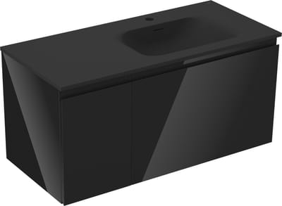Mexen Orio badkamerkast 100 cm met wastafel Vela rechts, 1S, 1D, zwart glans/zwart mat - 91A13-10047-3-BBFF70-W23P71