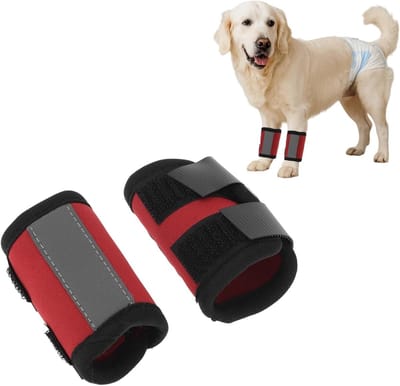 Honden voorbeen gewrichtsteun met reflecterende strepen, kniebescherming voor honden, verbandwikkel voor dierenoperaties, klein formaat 1 x 2,5 cm