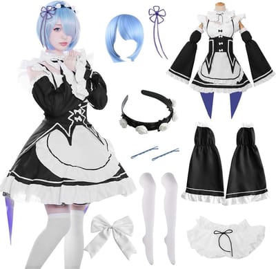Klassiek zwart-wit maid kostuum voor cosplay en anime, perfect voor evenementen en feestjes