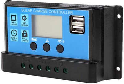 Dailygoods - 60A Solar Laadregelaar - PWM-controller - 12V 24V - LCD-display - Veiligheidsfuncties - Geschikt voor Auto en Zonne-energie