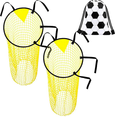 Dailygoods - 2 voetballensnetwerk + 1 rugzak met voetbalkoord, Frame Pocket Shot Free Kick Shot Practice Positioning Shot Training Target, Voetbaldoel