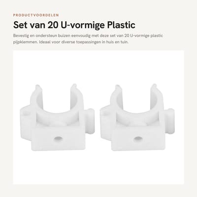 Dailygoods- Pijpklem 20 Stuks - U-vormige Klem - Hoogwaardig PPR-materiaal - Eenvoudige Installatie - Multifunctioneel Gebruik - Slijtvast en Duurzaam - Buisklem