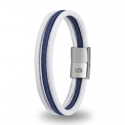 Armband Dames Touw Blauw Wit Surfer 19,5cm Nylon Textiel Galeara Design ZEUS