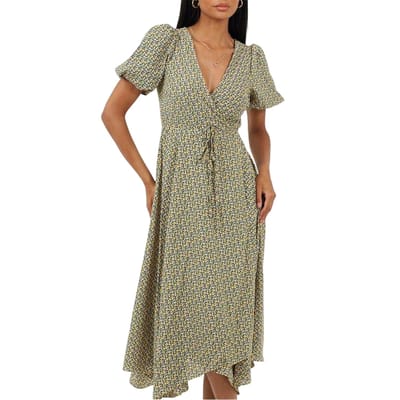 Brave Soul Dames/Dames Floral V Neck Midi Dress (Geel)