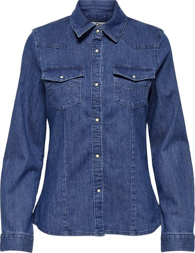 ONLY - ONLSASIA L/S RHINESTONE DNM SHIRT AKM - Meisjes - Blouses
