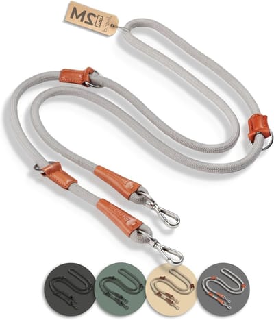 Hondenriem - Leiband voor grote en kleine honden - Trainingslijnen- 2m | Honden riem voor hardlopen | Dog training | Hondenlijn (Grijs)