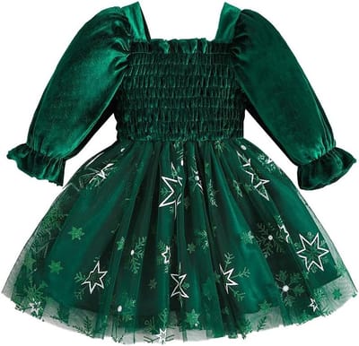 Solidchoice - Baby Kerst Lace Rok met Lange Mouwen Tutu Jurk