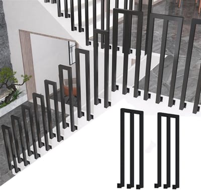 Smeedijzeren Leuning - Traphek - Veiligheid Buiten - Roestbestendig Ontwerp - 2 Stuks - Zwart