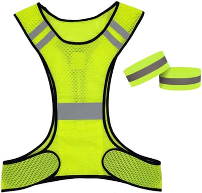 Dailygoods- Veiligheidsvest Reflecterend - Verstelbare Tailleomvang - Inclusief 2 Reflecterende Armbanden - Fluorescerend Geel - Polyester - Geschikt voor Fietsen en Joggen - Reflecterend Vest