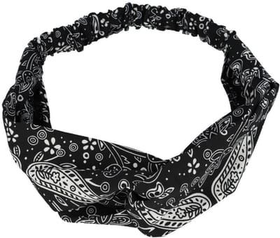 Haarsoires Haarband Twist 5cm – Paisleyprint – Zwart - Zachte Knoop Hoofdband - Haaraccessoire voor Dames & Meisjes
