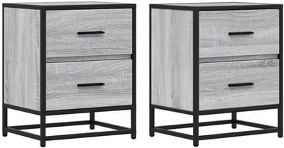Set van 2 Nachtkastjes in Sonoma Eiken en Grijs - Bijzettafel voor Slaapkamer