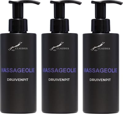 Druivenpitolie 300 ml - met pomp - zwarte fles - 100% natuurlijk - biologisch en koud geperst - grapeseed oil - set van 3 stuks - Voordeelverpakking