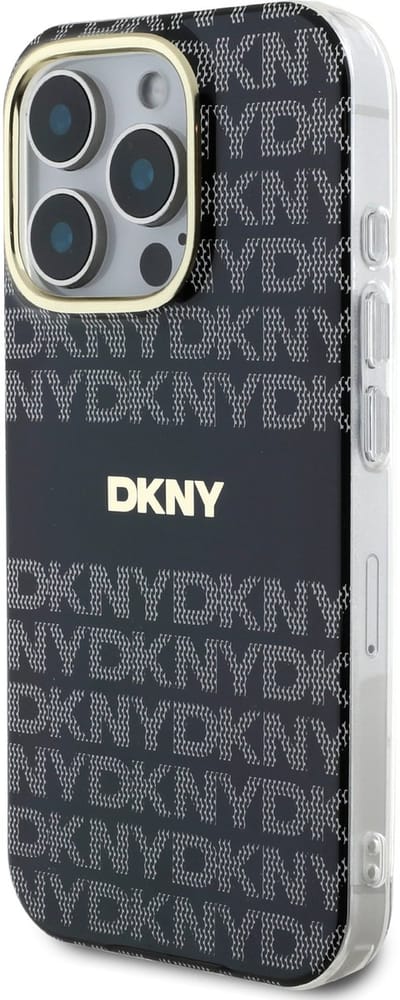 DKNY - Backcover iPhone 16 Pro - Repeat Pattern - Tonal Stripe - Magsafe - Zwart