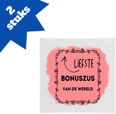 Akyol - liefste bonuszus van de wereld brillendoekjes - Zus - de liefste bonuszus - verjaardag - cadeautje voor zus - zus artikelen met opdruk - kado - geschenk - 17,8 bij 17,8 cm - 2 stuks