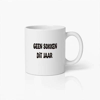 Grappige "Geen Sokken Dit Jaar" Koffiemok – Humoristisch Cadeau voor Sokkenloze Voornemens