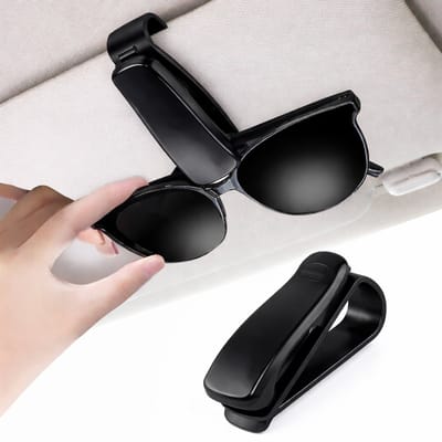 Clip-on Zonnebrilhouder Auto – Zonneklep Brilhouder – Zonnebril & Leesbril Houder – Multifunctionele Opbergclip voor Kaarten – Compact Auto Accessoire – Zwart