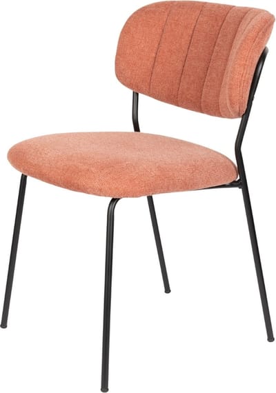 Puur - Viken eetkamerstoel stof - roze/oranje - zwart onderstel