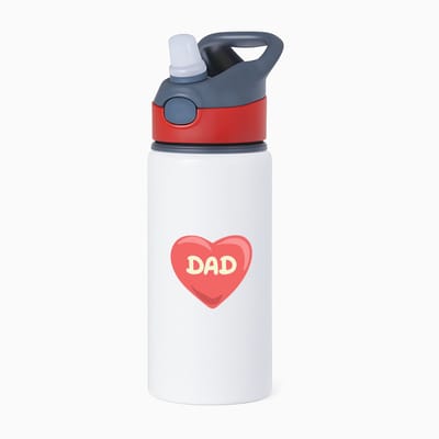 Hacebo® - dad waterfles met rietje rood - Vader - papa - Vaderdag - cadeau - verjaardag - kado - water fles - 650ML