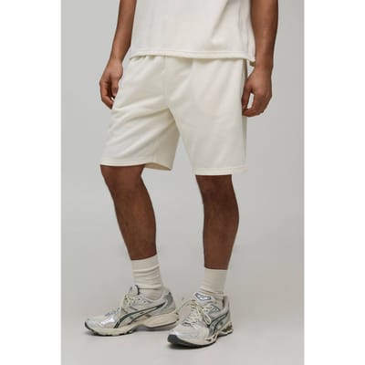 Relaxed Fit Waffle Shorts | Ecru | Size XS