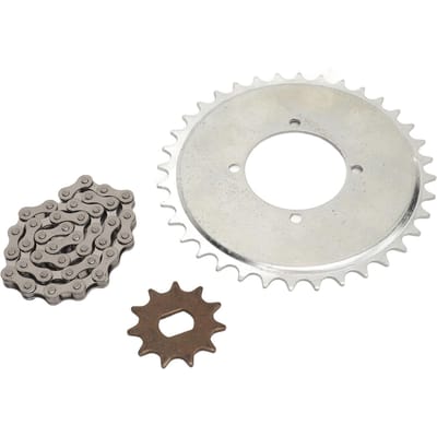 410 Aandrijfketting Tandwiel Combo 38 Schakels Ketting Goudkleurig 11T Type H Tandwiel Stalen Tandwiel Ketting Kit voor Elektrische Fietsen