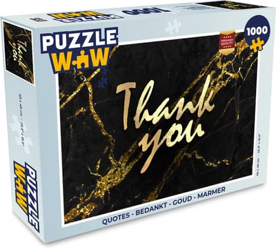 Puzzel Quotes - Bedankt - Goud - Marmer print - Legpuzzel - Puzzel 1000 stukjes volwassenen