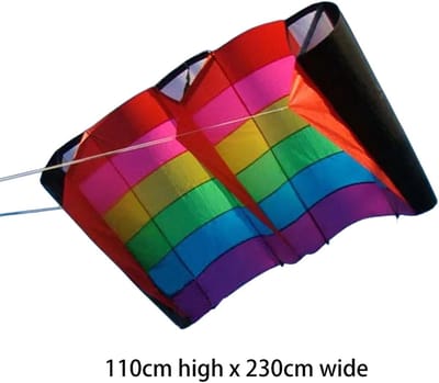 Grote Vlieger - Stuntvlieger Parafoil - Buiten Sport - Lichtgewicht Glasvezel Frame - 110 x 230 cm - Regenboog