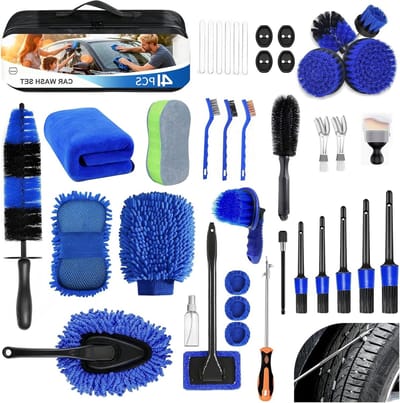 Professionele Autoreinigingsset - Autowasset 41-delig - Auto Grondig Reinigen - Inclusief Draagtas - 17 Kilogram - Blauw