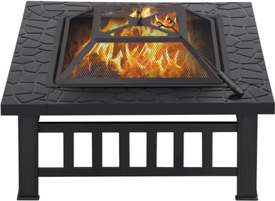 SVN® Vuurkorf Met Vonkenscherm - Vuurkorf - Vuurhaard – Zwart - 81cmx 81cmx 36cm