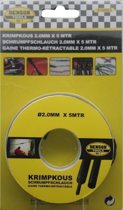 Benson Krimpkous - 2MM x 5 M - zwart - krimpkousen - kabels isoleren/binden