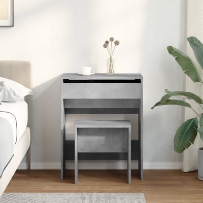 vidaXL - Kaptafel - met - krukje - 60x40x113,5 - cm - betongrijs