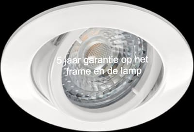 Witte GU10 Inbouwspot – Philips LED 3W – 3000K Warm Wit – 230 Lumen – Dimbaar – Draaibaar & 30° Kantelbaar – 230V – Hoogwaardig Aluminium