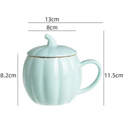 Koffiekop Pure Kleur Pompoenvormige Keramiek Waterbeker met Deksel Huishouden Ontbijt Melk Sap Mokken Yoghurt Afternoon Tea Kop 400ml