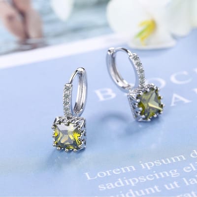 POMOiii Klassieke temperament ingelegde vierkante zirkoon oorbellen Eenvoudige zoete volle diamanten oorbellen Sieraden