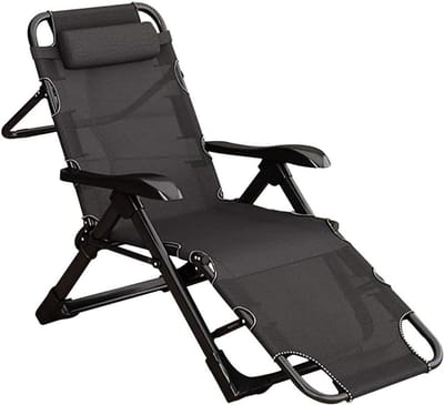 Ligstoel Relax - Opvouwbare Fauteuil - Buiten Ontspannen - Plat Liggend 180° - 68x115 cm - Zwart