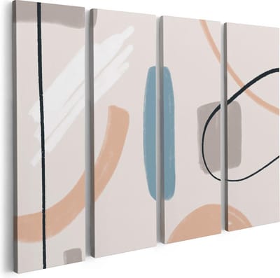Artaza Canvas Schilderij Vierluik Abstracte Kunst - Scandinavische Style - 80x60 - Foto Op Canvas - Canvas Print