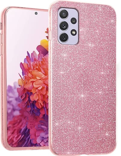 Casemania Hoesje Geschikt voor Samsung Galaxy A23 - Roze - Glitter Back Cover
