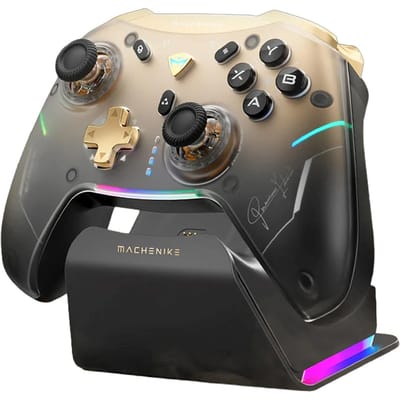 Machenike G5Pro Premium Edition Wireless Game Controller with Charging Station - Black & Gold - Wireless Controller