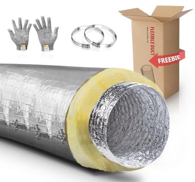 Geïsoleerde flexibele buis 150 mm x 7,62 m - efficiente HVAC-ventilatie met geluidsreductie
