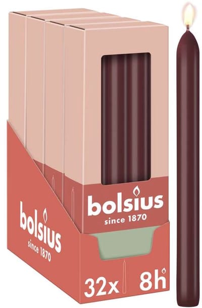 Bolsius - Gladde Dinerkaarsen - 23 cm - 32 stuks - Bordeaux Rood