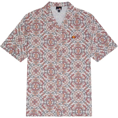Ellesse Melen Melos geometrisch overhemd met korte mouwen voor heren (Bruin/Beige)